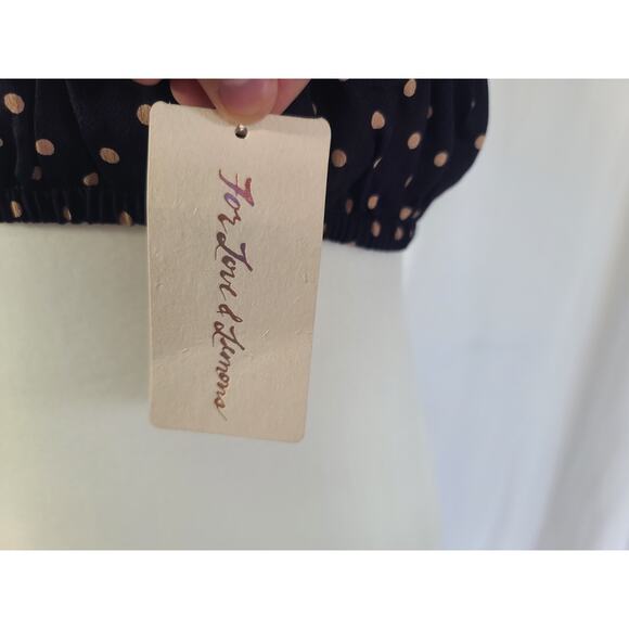 New w/Tag For Love and Lemons Navy Polka Dot Ruffle Crop Top Small - Picture 7 of 9